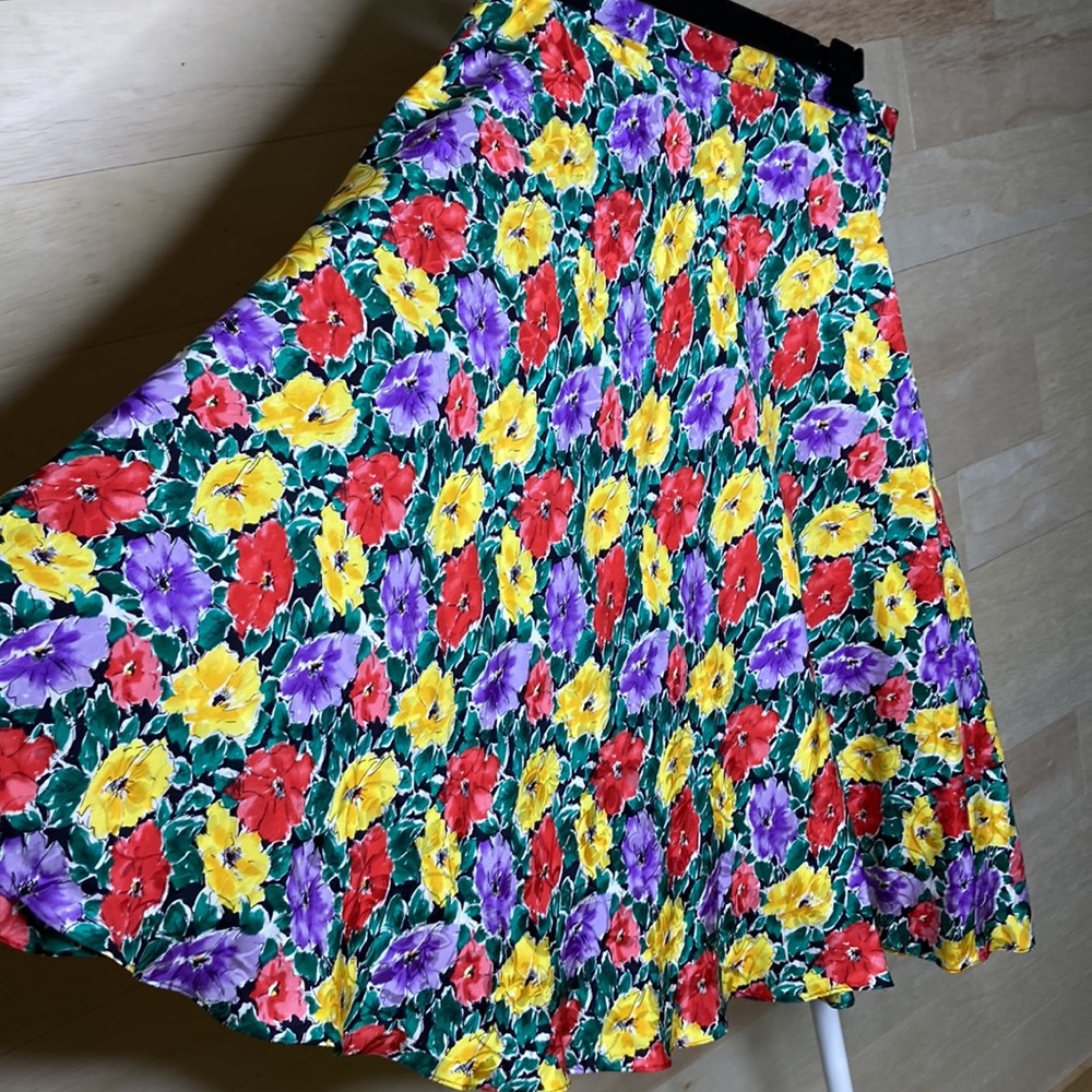 100% silk skirt vintage cottage core BoHo circle skirt midi skirt Flowy summer